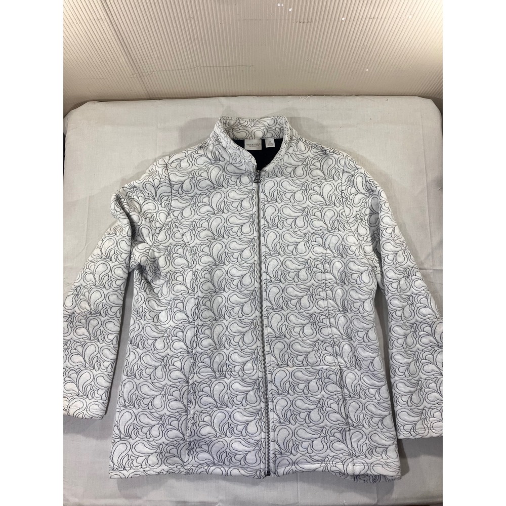 Weekends by Chico's Womens Paisley Print‎ Full Zip Up Jacket Size 2